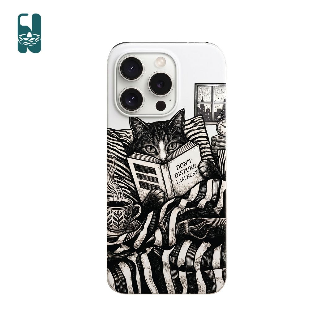 "Don't Disturb" Cozy Cat iPhone Case